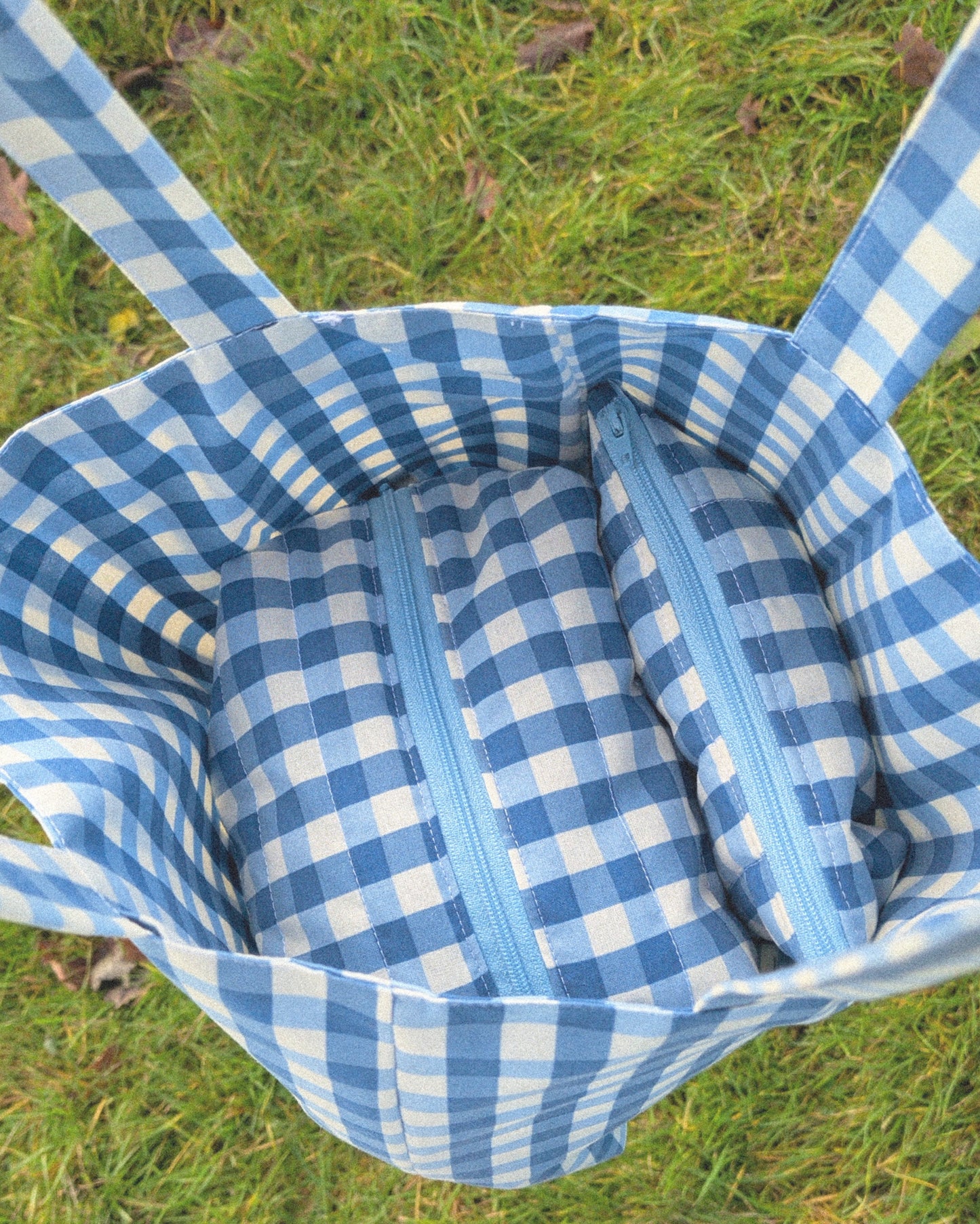 Blue Gingham Tote Bag