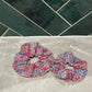 Pink Floral Scrunchies