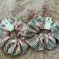 Pink Tartan Scrunchies