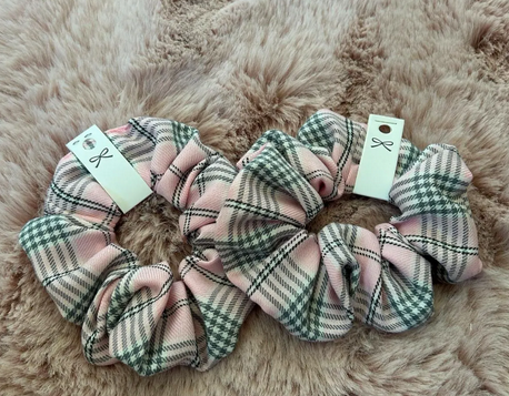 Pink Tartan Scrunchies