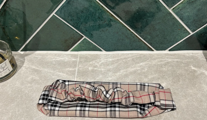 Beige Tartan Headband