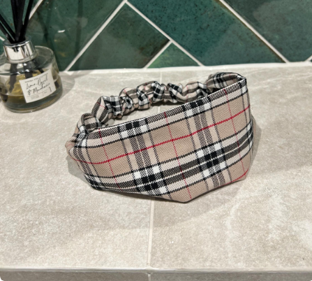 Beige Tartan Headband