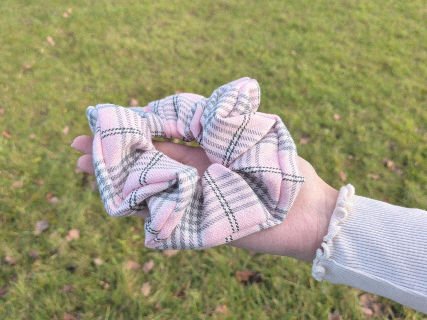 Pink Tartan Scrunchies