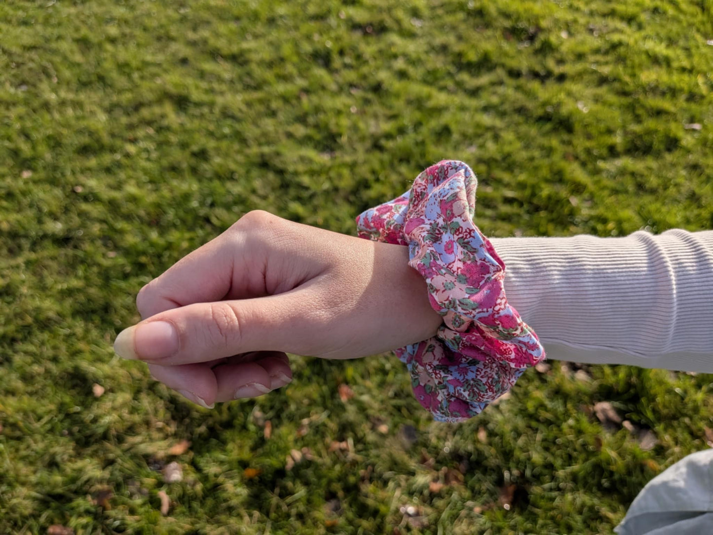 Pink Floral Scrunchies