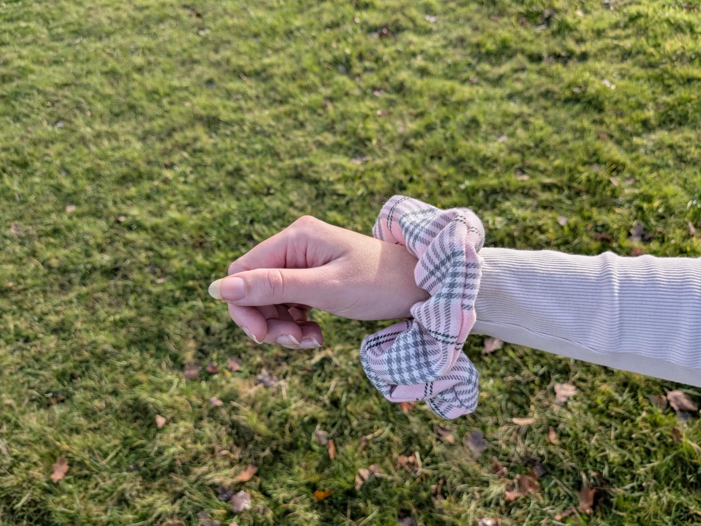 Pink Tartan Scrunchies