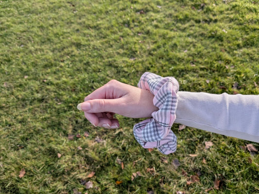 Pink Tartan Scrunchies