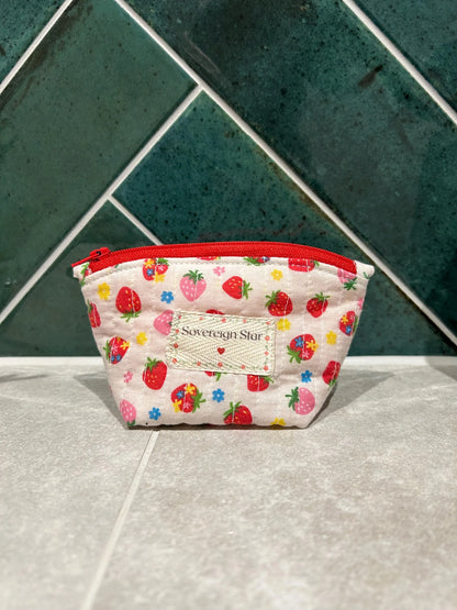 Limited Edition Sweet Strawberry Quilted Cosmetic Pouches