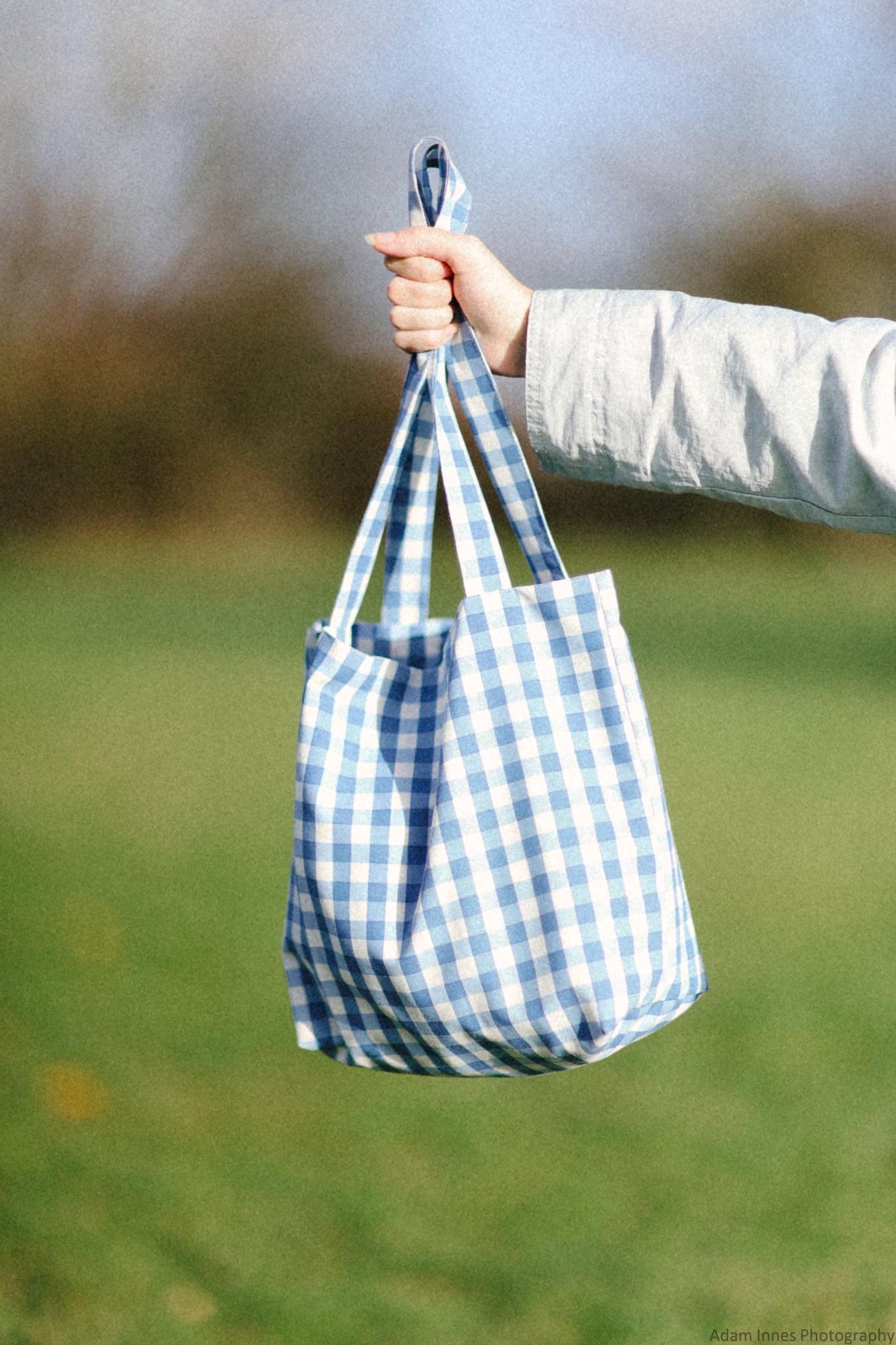 Blue Gingham Tote Bag