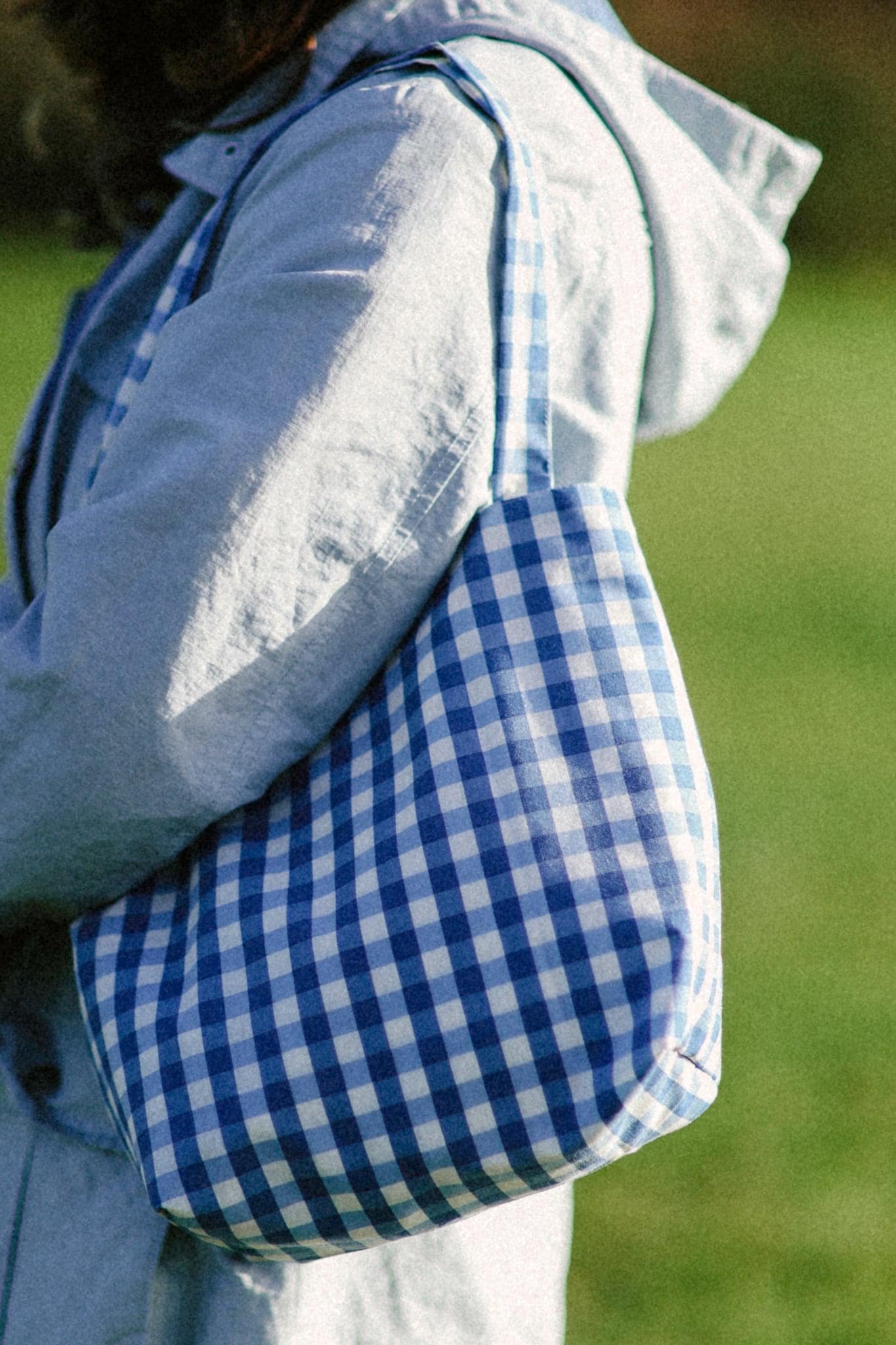 Blue Gingham Tote Bag
